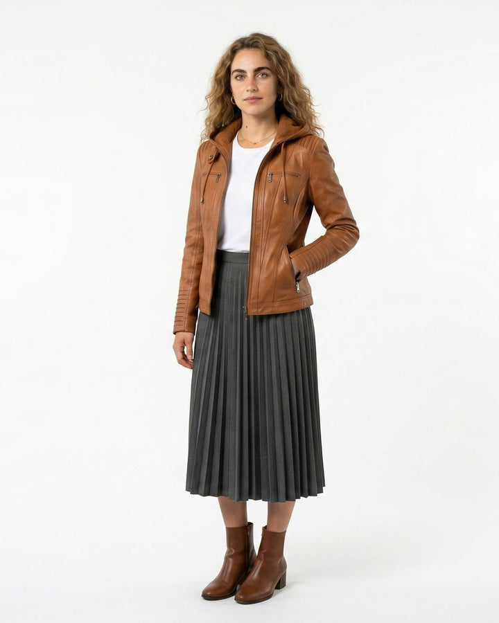 MÓNICA | Chaqueta de cuero otoñal
