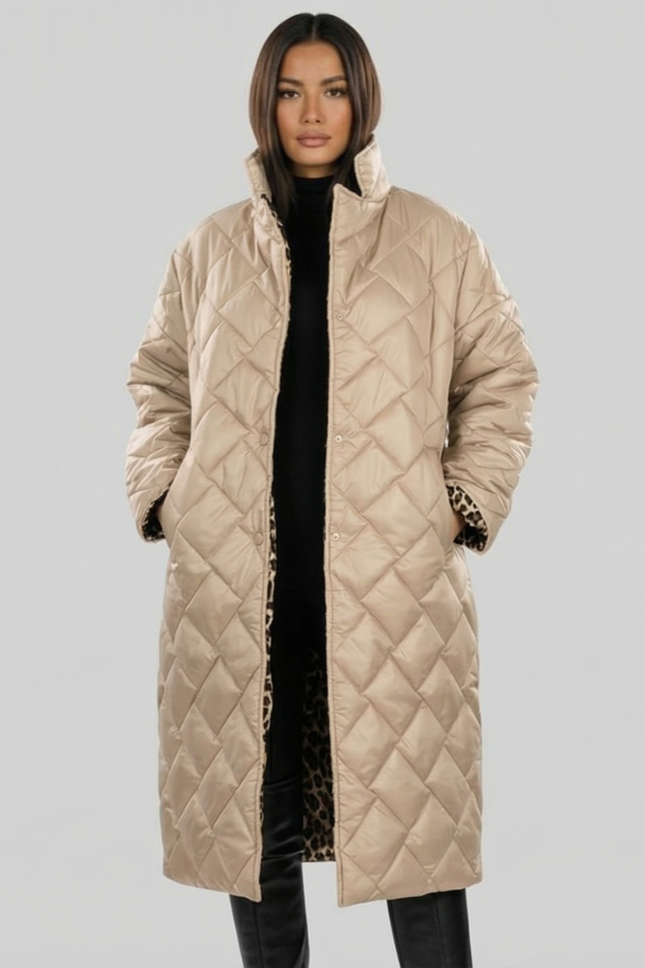 VALENTINA | Abrigo acolchado reversible de leopardo