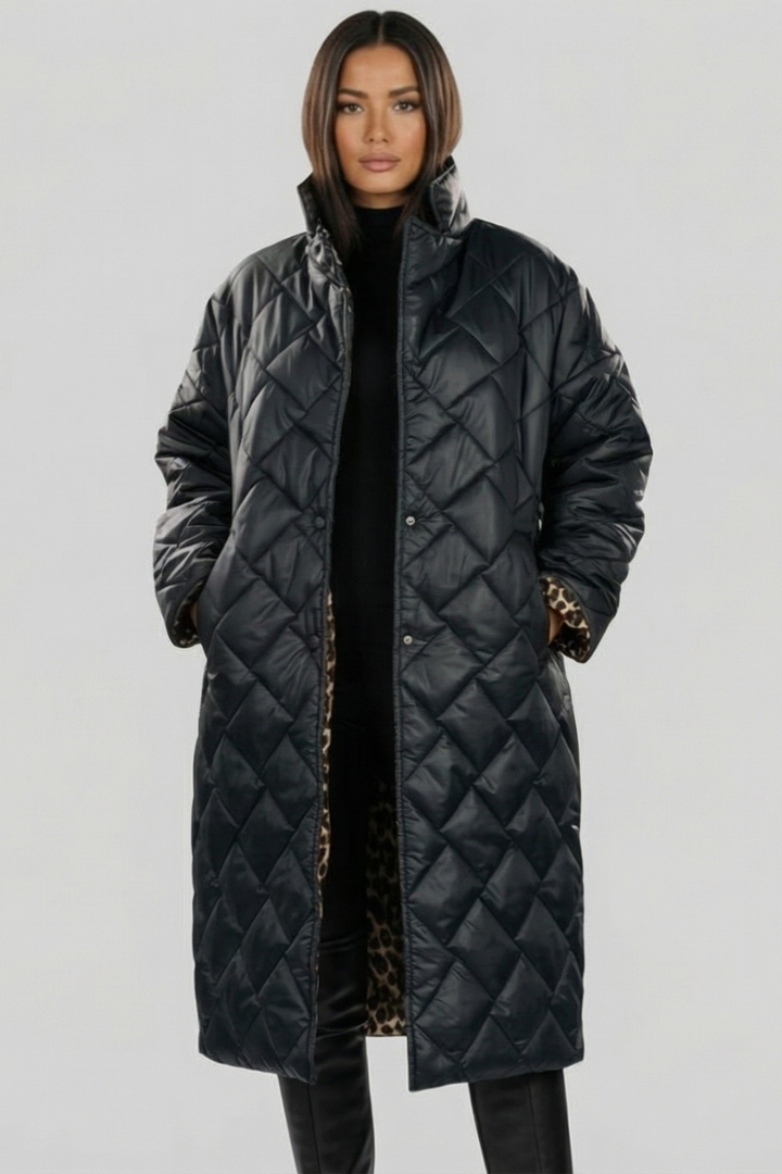 VALENTINA | Abrigo acolchado reversible de leopardo
