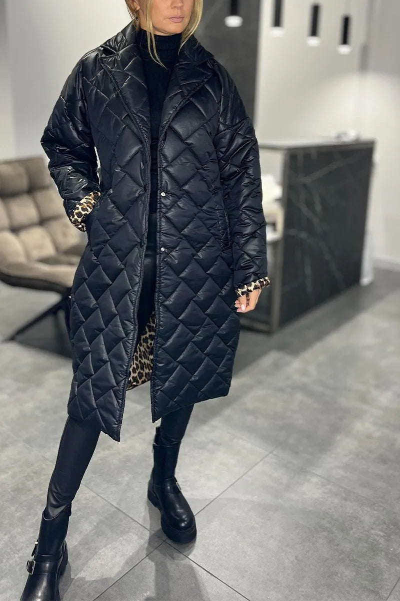 VALENTINA | Abrigo acolchado reversible de leopardo